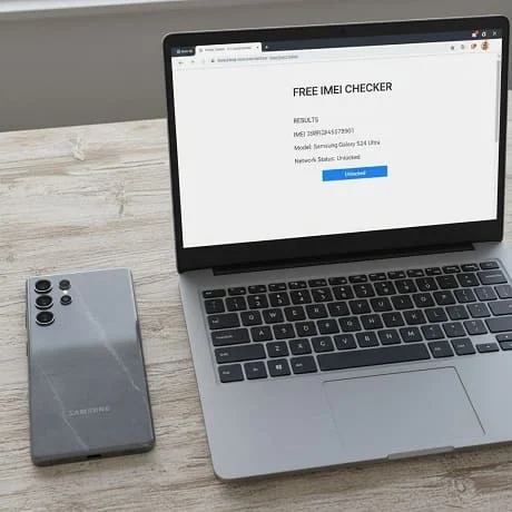 Using an online IMEI checker to verify a Samsung Galaxy S24