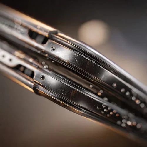 Macro view of a water‑drop hinge on a foldable phone