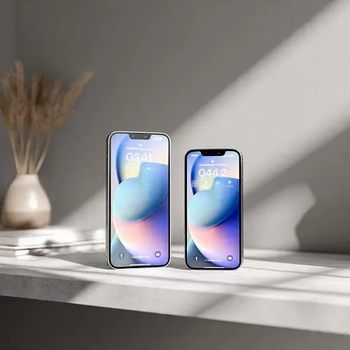 iPhone 16 Pro next to iPhone 16 Pro Max showing size difference