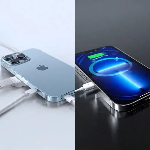 Phone charging over USB‑C with a compact GaN charger and braided cable