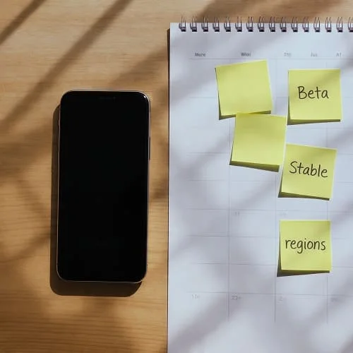 Phone beside a calendar illustrating One UI 7 rollout waves