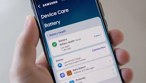 Checking Battery and Device Care on a Samsung Galaxy phone to identify overheating apps