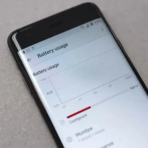 Android battery usage screen highlighting an app with high background battery drain