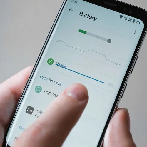 Android settings showing battery usage to identify apps causing overheating
