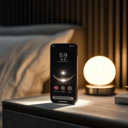 Android phone on a nightstand showing large battery drop overnight