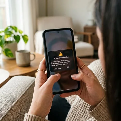 Samsung Galaxy S22 overheating warning message