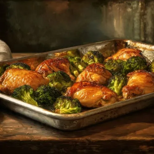 Sheet-pan chicken and broccoli roasted for an easy high-protein dinner